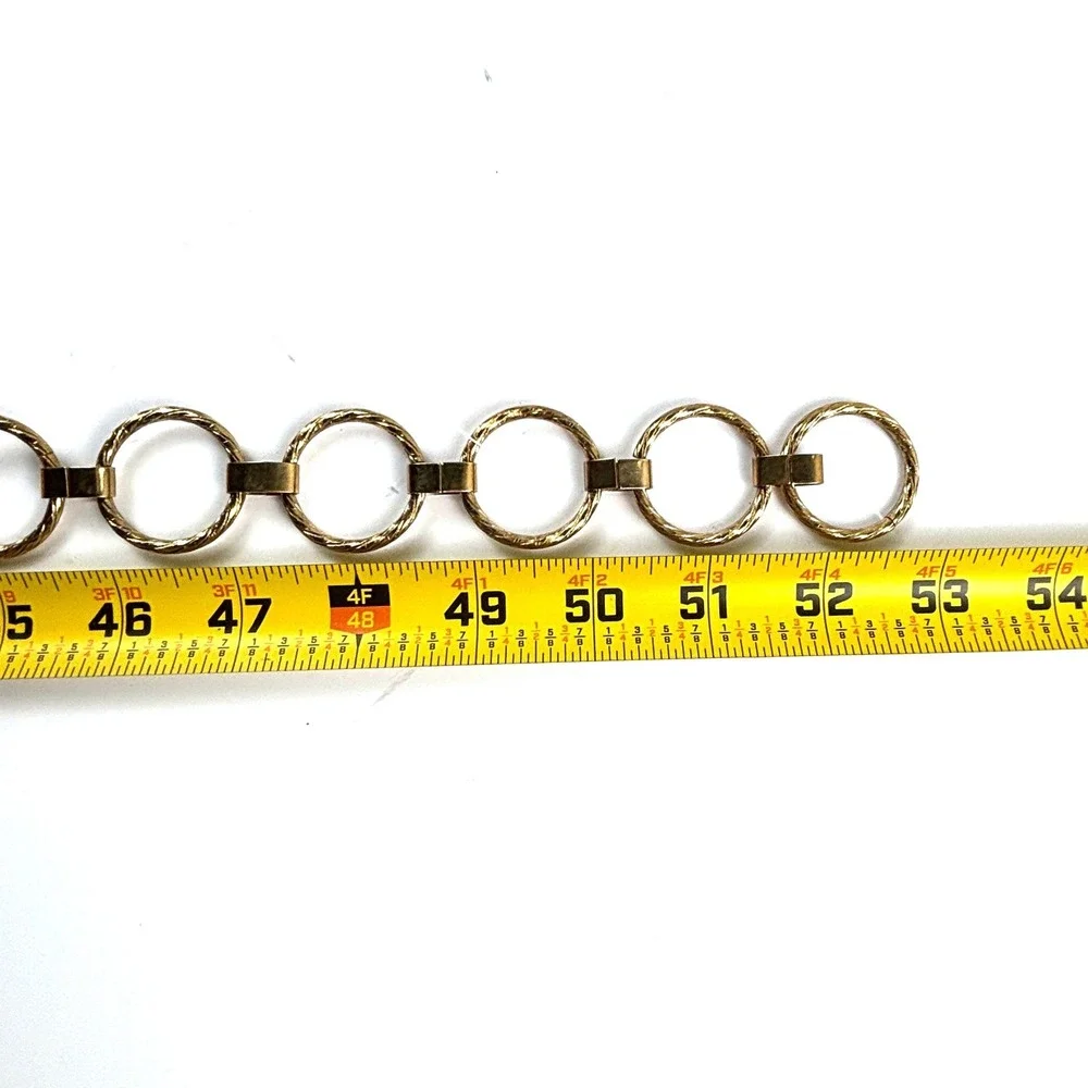 Vintage Chain Belt Womens OS Gold Textured O-Ring Link Adjustable 52 In Adjust